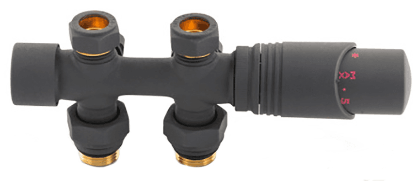 Узел нижнего подключения Delta DUO универсальный с термоголовкой М30х1,5 (Антрацит)