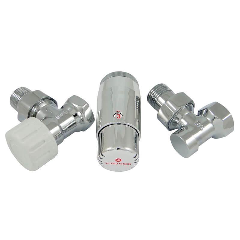 Комплект угловой Schlosser, хром, DN15 GZ1/2 x GW1/2 с головкой мини M30x1,5