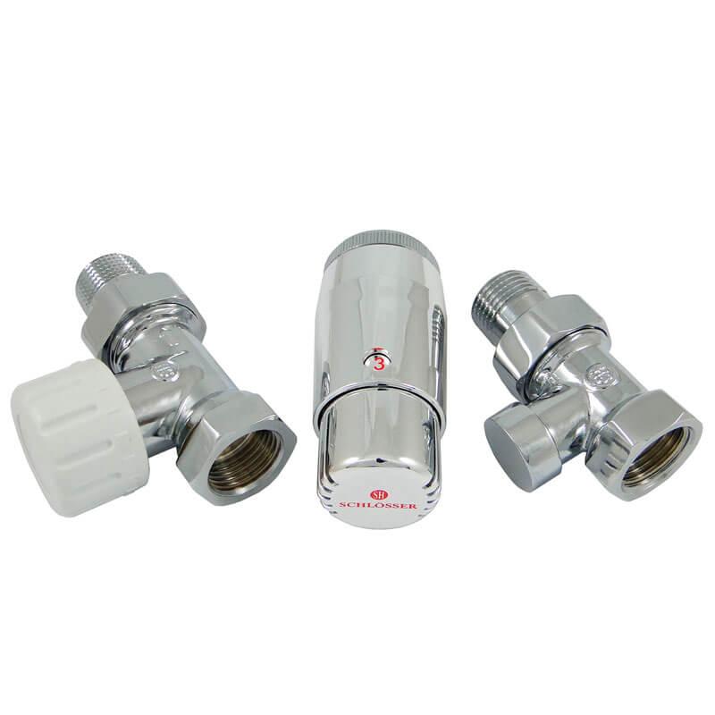 Комплект проходной Schlosser, хром DN15 GZ1/2 x GW1/2 с головкой мини M30x1,5