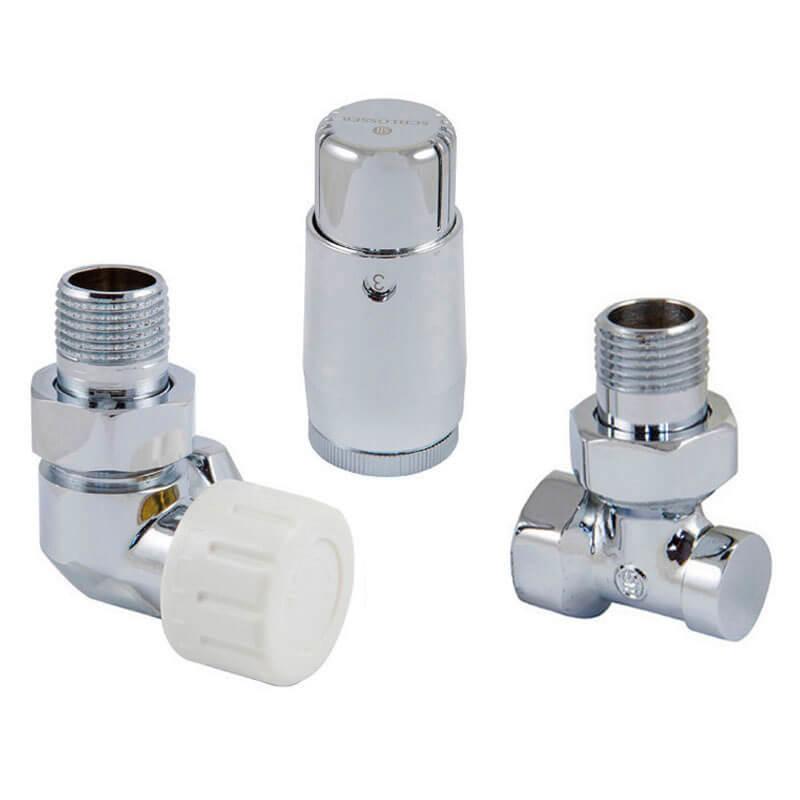 Комплект трехосевой Schlosser левый, хром, DN15 GZ1/2 x GW1/2 с головкой мини M30x1,5