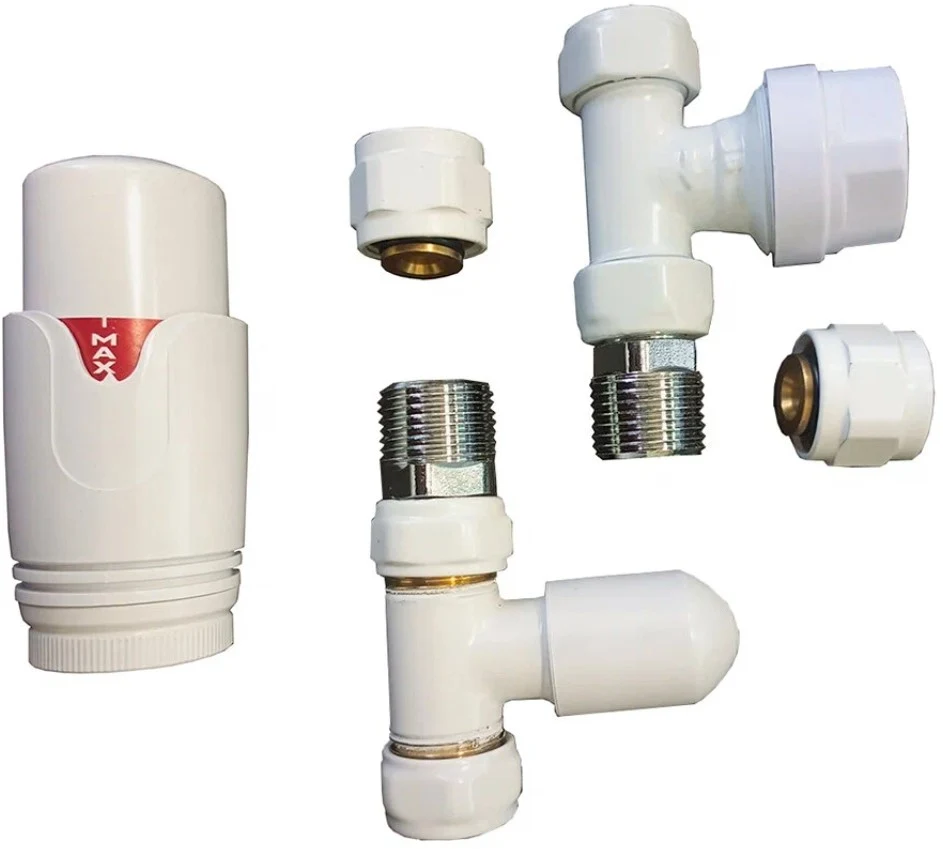 Комплект радиаторный Delta mini прямой 1/2 с термоголовкой М30х1,5 RAL 9016