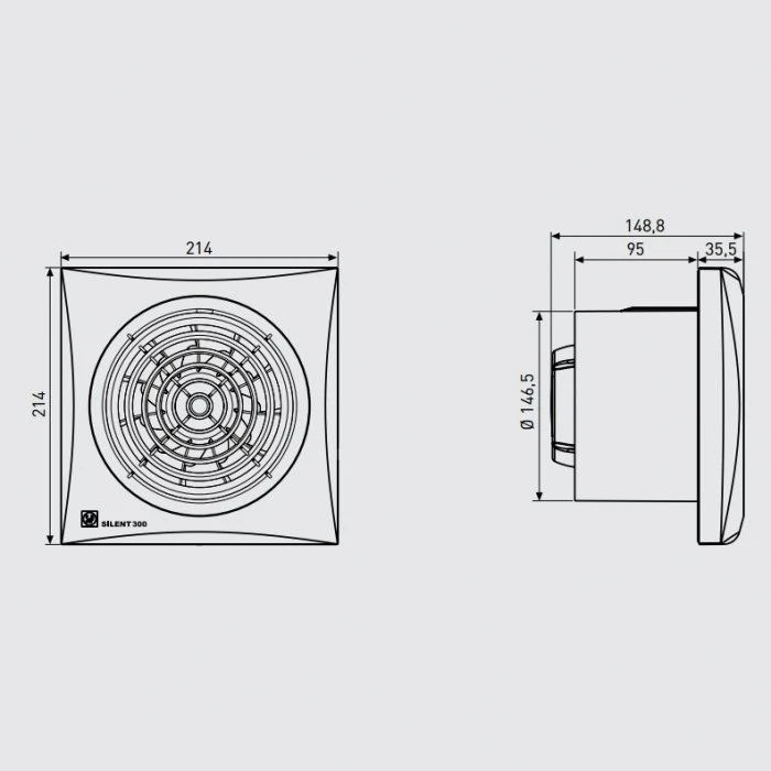 Вытяжка для ванной диаметр 150 мм Soler & Palau SILENT-300 CRZ SILVER