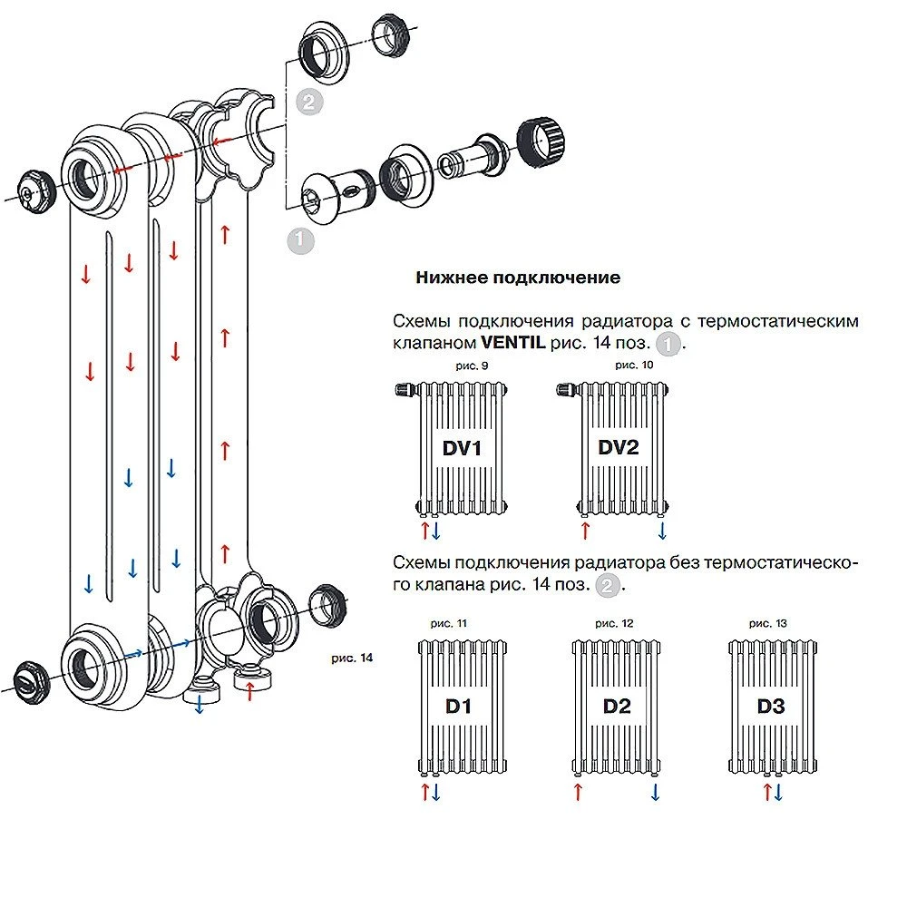 Стальной трубчатый радиатор Rifar TUBOG Ventil DV1 2180-6