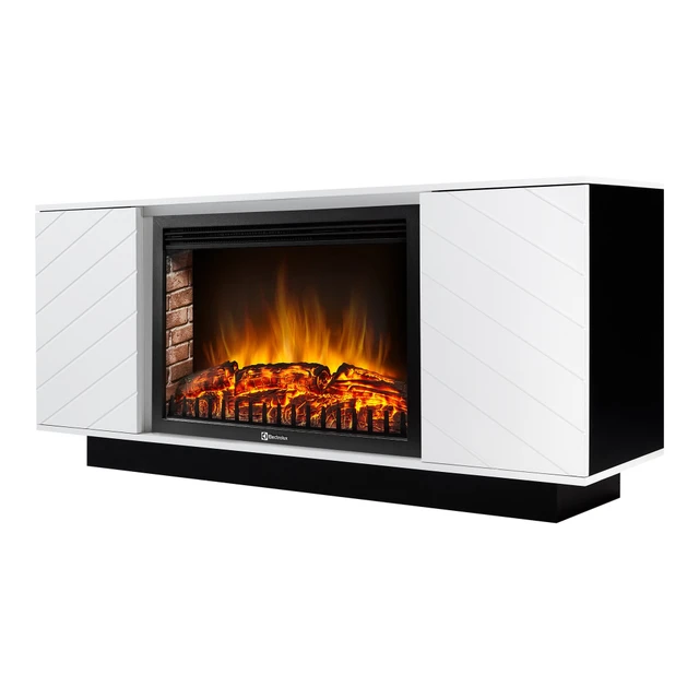 Каминокомплект: Очаг Electrolux EFP/P-3020LS N, портал Como 30 белый, черный, р/в