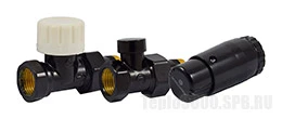 Комплект проходной Schlosser черный DN15 GZ1/2 x GW1/2 с головкой мини M30x1,5