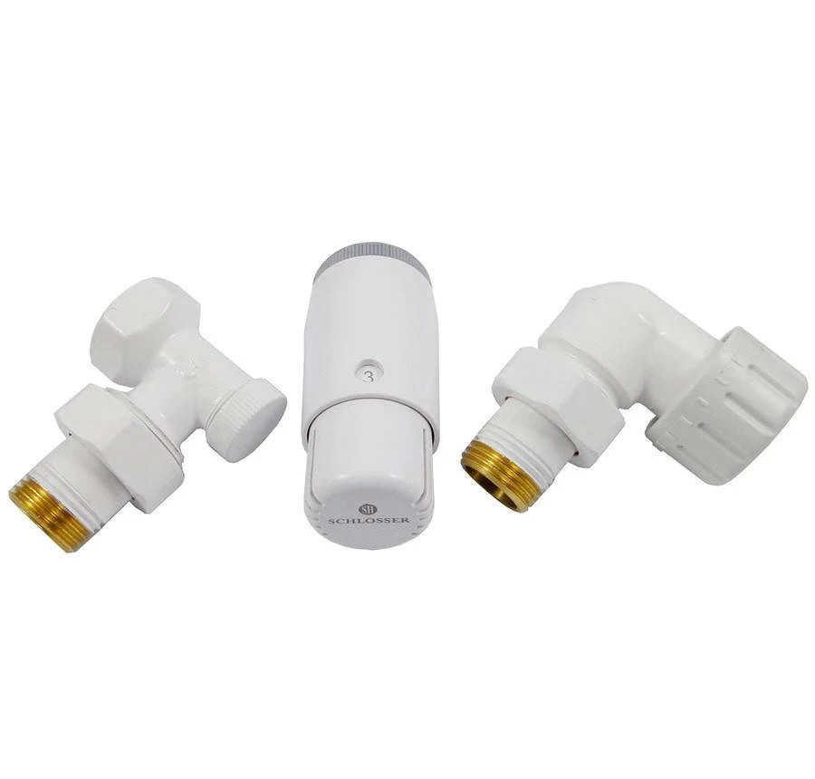 Комплект угловой Schlosser белый DN15 GZ1/2 x GW1/2 с головкой мини M30x1,5