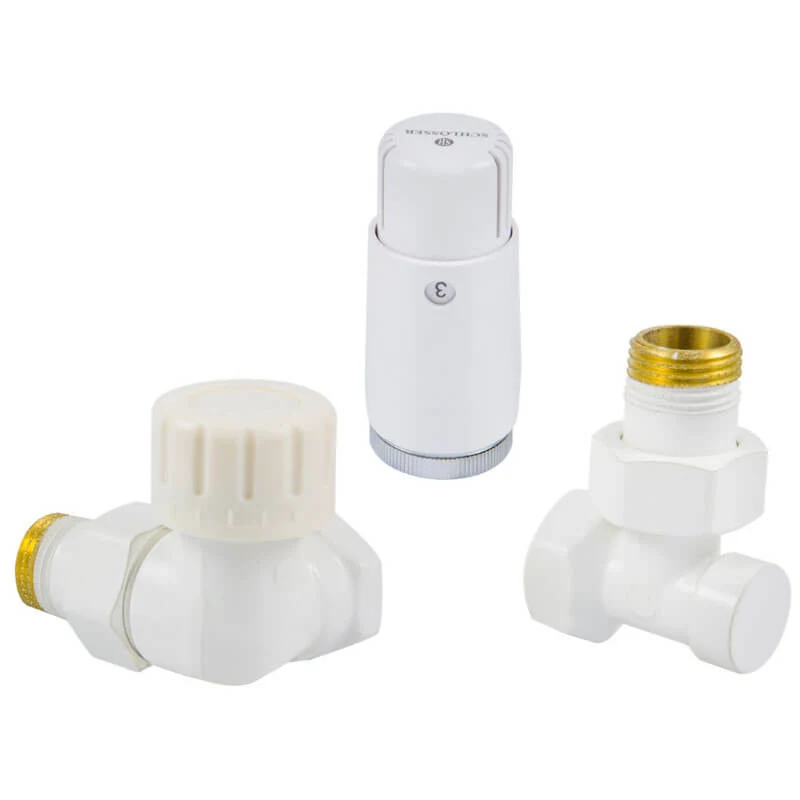 Комплект трехосевой Schlosser левый, белый, DN15 GZ1/2 x GW1/2 с головкой мини M30x1,5