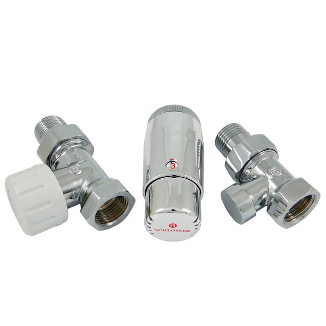 Комплект проходной Schlosser, хром DN15 GZ1/2 x GW1/2 с головкой мини M30x1,5