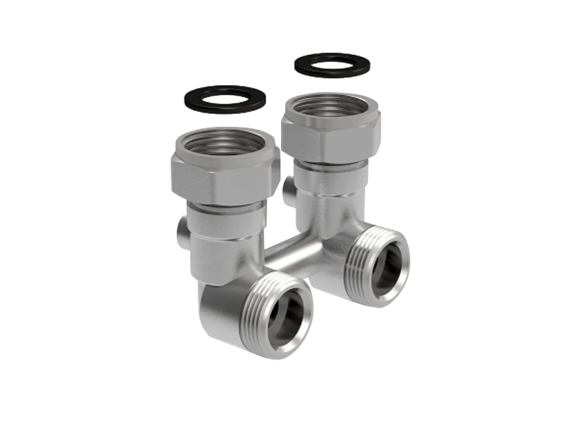 Двухтрубный узел нижнего подключения Royal Thermo угловой 3/4 НГ - 3/4 НР
